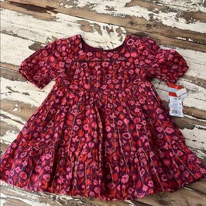 Cat & Jack Red Pink Puff Sleeve Sundress